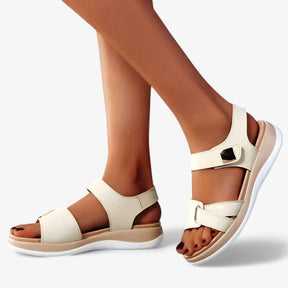 Sandals : Dames Comfortabele Orthopedische Leren Sandalen met Voetboogondersteuning in Beige van Pantino