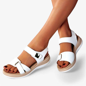 Sandals : Dames Comfortabele Orthopedische Leren Sandalen met Voetboogondersteuning in Bianco van Pantino
