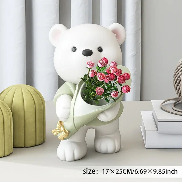 home & garden : TeddyBloom - Beer Bloemenboeket Decoratie - Bruin H25cm in Groen H25cm van Pantino