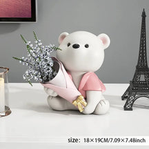 home & garden : TeddyBloom - Beer Bloemenboeket Decoratie - Bruin H25cm in Roze H19cm van Pantino