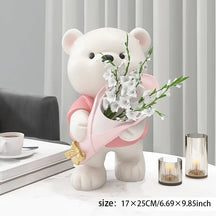 home & garden : TeddyBloom - Beer Bloemenboeket Decoratie - Bruin H25cm in Roze H25cm van Pantino