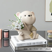 home & garden : TeddyBloom - Beer Bloemenboeket Decoratie - Bruin H25cm in Bruin H19cm van Pantino