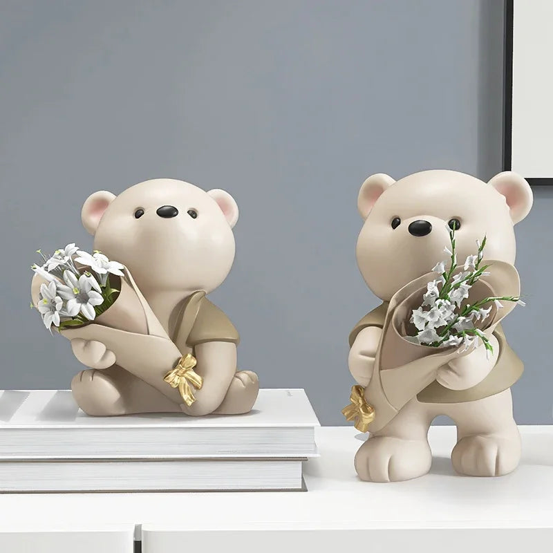 home & garden : TeddyBloom - Beer Bloemenboeket Decoratie - Bruin H25cm in van Pantino