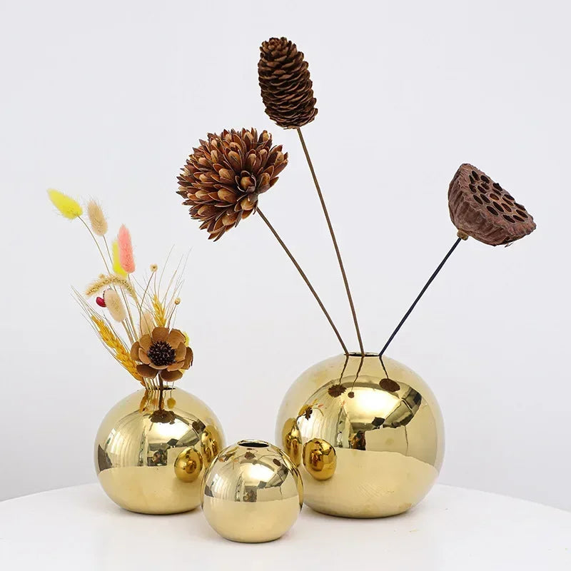 home & garden : Gouden Keramische Bloemenvaas - Luxe Decoratieve Woonkamer - Keramiek in van Pantino