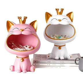home & garden : Gelukskat Decoratie - Japanse Feng Shui Winkende Kat - Keramiek in Roze van Pantino