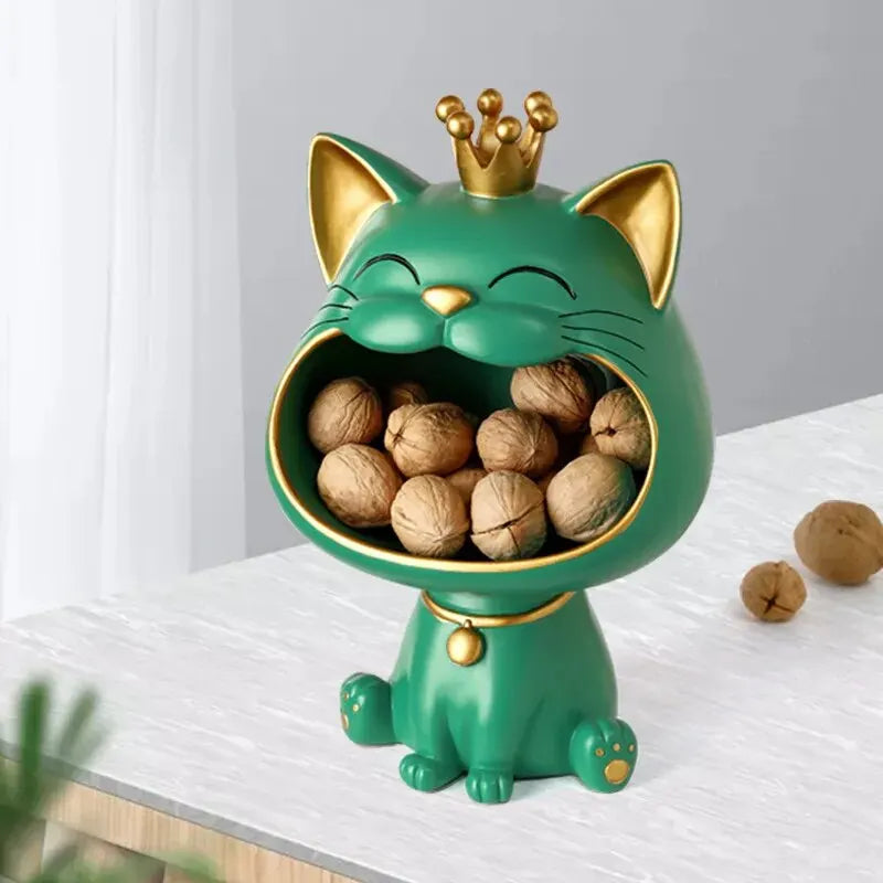 home & garden : Gelukskat Decoratie - Japanse Feng Shui Winkende Kat - Keramiek in Groen van Pantino
