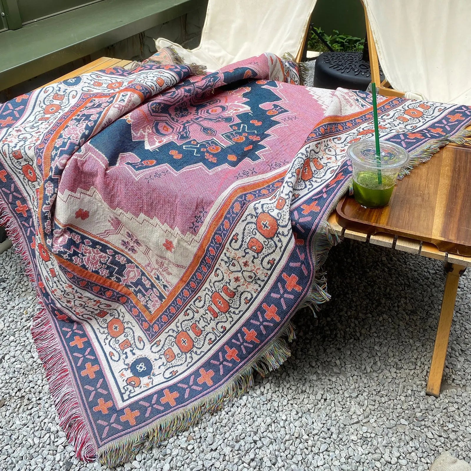 home & garden : Cozy Tahlia - Boheems Stijlvol Tapijt - Roze Blauw in Roze blauw 130X160CM van Pantino