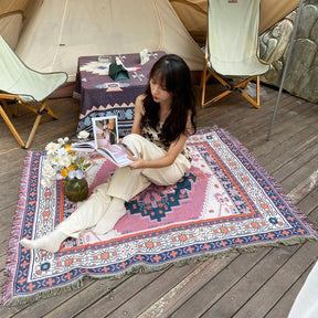 home & garden : Cozy Tahlia - Boheems Stijlvol Tapijt - Roze Blauw in van Pantino