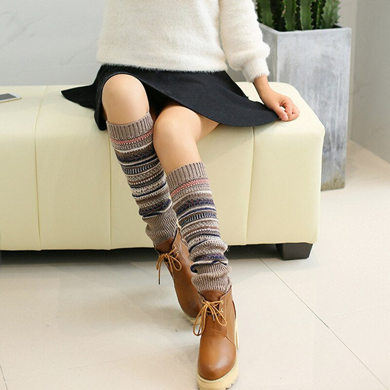 other : Nordic Beenwarmers - Beenwarmers van Wol met Nordic Print - Beige in van Pantino