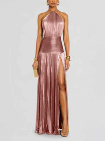 Maxi Dress : Maxi Jurk Gemetalliseerd Thalia Péridot voor een Elegante en Schitterende Stijl in Pink van Pantino