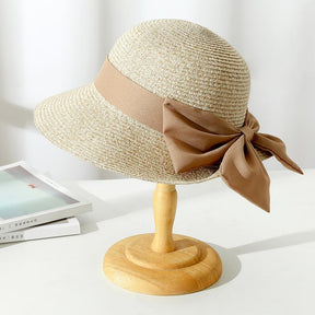 Sun Hat : Dames Zonnehoed met Strik - Beige, Ademend & Casual in van Pantino