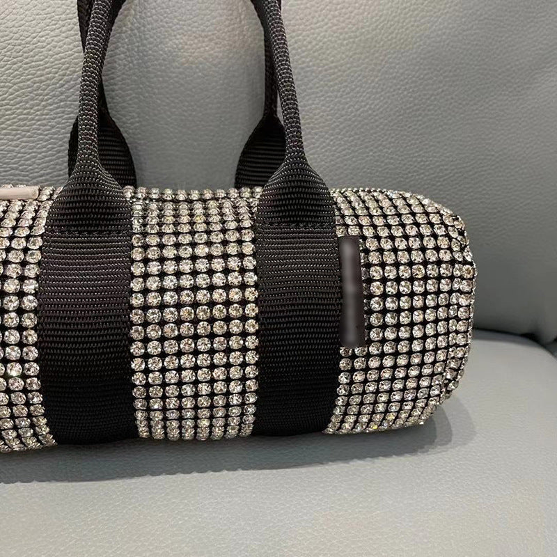 bags : Barrel Bag Dames - Verfraaid Strass Steentjes Feestelijk - Kunststof in van Pantino
