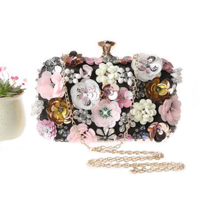 bags : Bloemen Handtas Dames Goud - Verfraaid met Parels Feestelijk - Stof in van Pantino