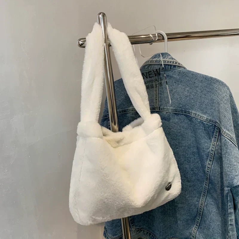 bags : Pluche Dambord Draagtas Zwart - Grappig Speelgoed Cadeau - Pluche in Beige van Pantino