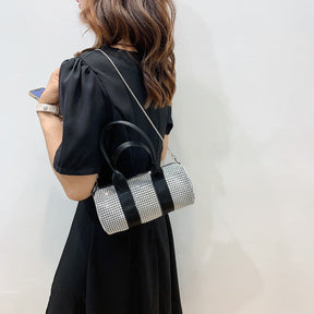 bags : Barrel Bag Dames - Verfraaid Strass Steentjes Feestelijk - Kunststof in van Pantino