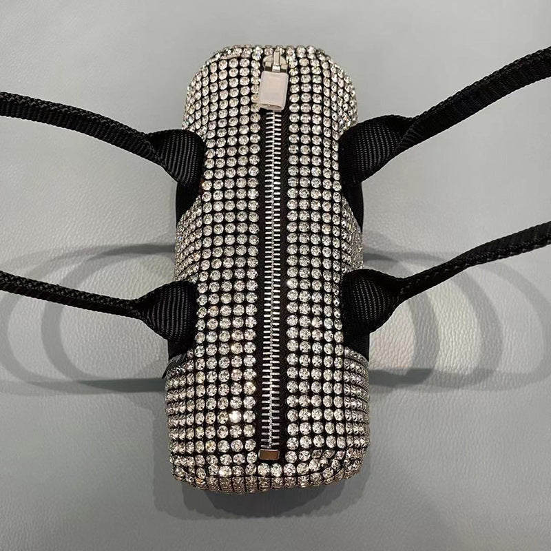 bags : Barrel Bag Dames - Verfraaid Strass Steentjes Feestelijk - Kunststof in van Pantino