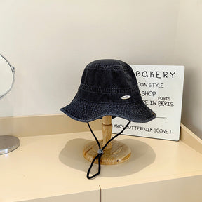 Bucket Hat : Hoed Lichtblauw - Denim Emmer in Zwart van Pantino