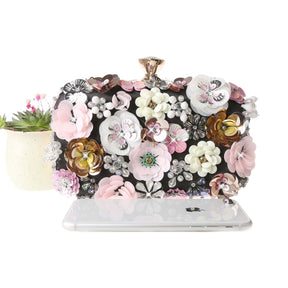 bags : Bloemen Handtas Dames Goud - Verfraaid met Parels Feestelijk - Stof in van Pantino