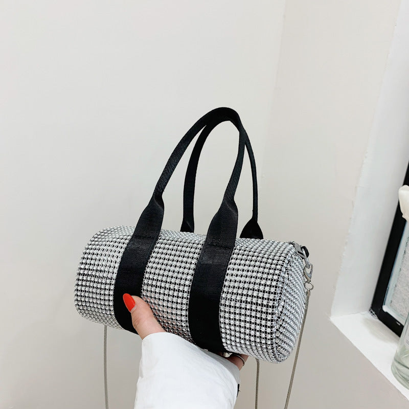 bags : Barrel Bag Dames - Verfraaid Strass Steentjes Feestelijk - Kunststof in van Pantino