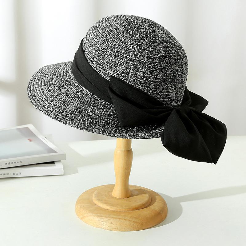 Sun Hat : Dames Zonnehoed met Strik - Beige, Ademend & Casual in Zwart van Pantino