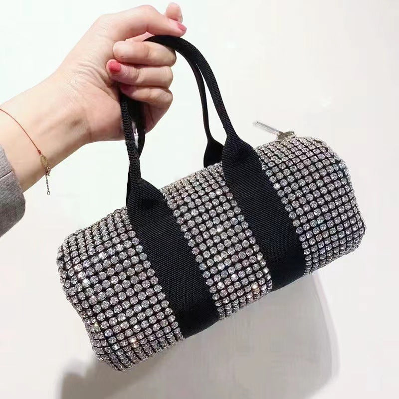 bags : Barrel Bag Dames - Verfraaid Strass Steentjes Feestelijk - Kunststof in van Pantino