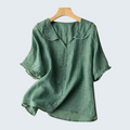 Linnen Blouse Dames - Luchtig, Relaxte Pasvorm met Geschulpte Kraag