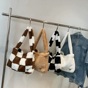 bags : Pluche Dambord Draagtas Zwart - Grappig Speelgoed Cadeau - Pluche in van Pantino