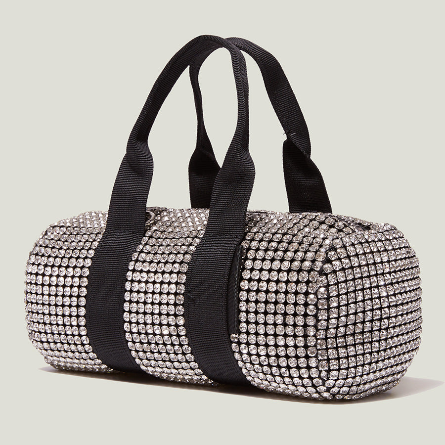 bags : Barrel Bag Dames - Verfraaid Strass Steentjes Feestelijk - Kunststof in van Pantino