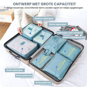 bags : Reisbagage Opbergtassenset Grijs 7-Delig - Slim Inpakken Reis - Nylon in van Pantino