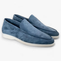 Loafers : Suède Instappers - Luxe en Comfort voor Elke Gelegenheid - Grijs in Mistig blauw van Pantino