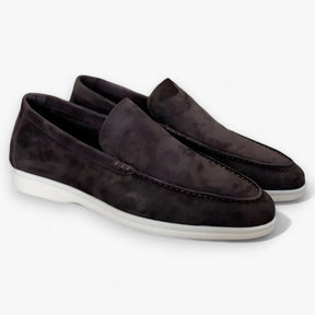 Loafers : Suède Instappers - Luxe en Comfort voor Elke Gelegenheid - Grijs in Chocolade van Pantino