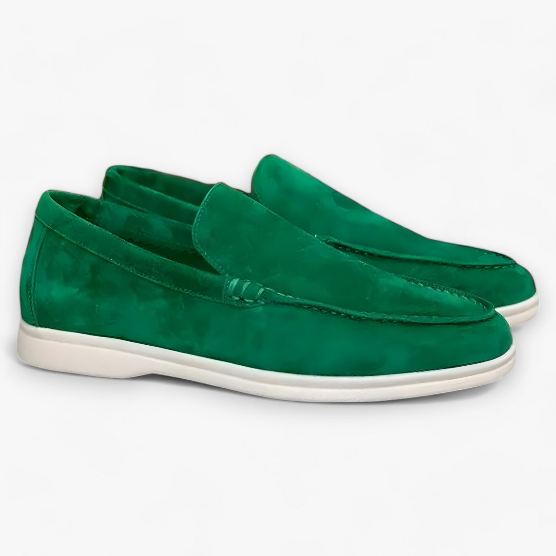 Loafers : Suède Instappers - Luxe en Comfort voor Elke Gelegenheid - Grijs in Groen van Pantino