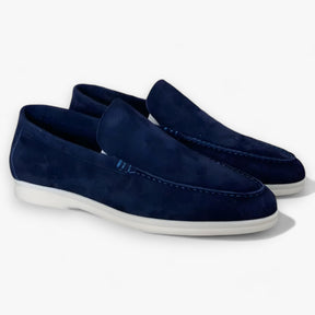Loafers : Suède Instappers - Luxe en Comfort voor Elke Gelegenheid - Grijs in Marineblauw van Pantino