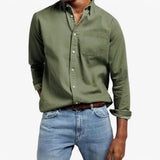 Duurzaam Katoenen Heren Cargo Shirt met Meerdere Zakken, Lange Mouwen