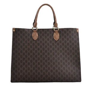 bags : Luxe Tote Bag Dames Bruin - Stijlvolle Ruimte Design - Canvas in Koffie van Pantino