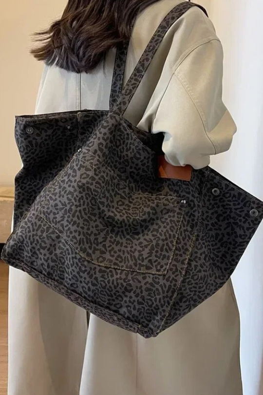 bags : Luipaard Tas - Grijs Luipaard in van Pantino