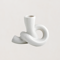 Ceramiczny biały świecznik - Rzeźba w stylu twisted - Dekoracja do domu