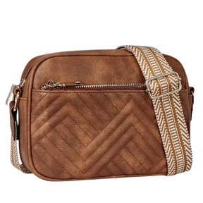 bags : Vegan Leren Schoudertas Dames - Stijlvol Duurzaam Design - Vegan Leer in Bruin van Pantino