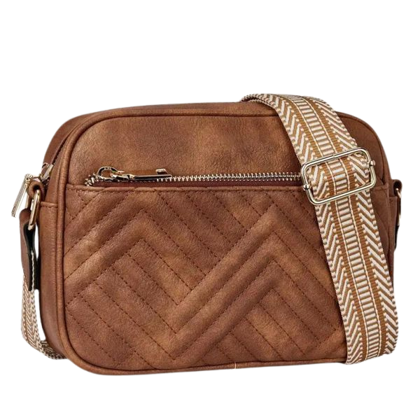 bags : Vegan Leren Schoudertas Dames - Stijlvol Duurzaam Design - Vegan Leer in Bruin van Pantino