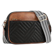 bags : Vegan Leren Schoudertas Dames - Stijlvol Duurzaam Design - Vegan Leer in Zwart met bruin van Pantino