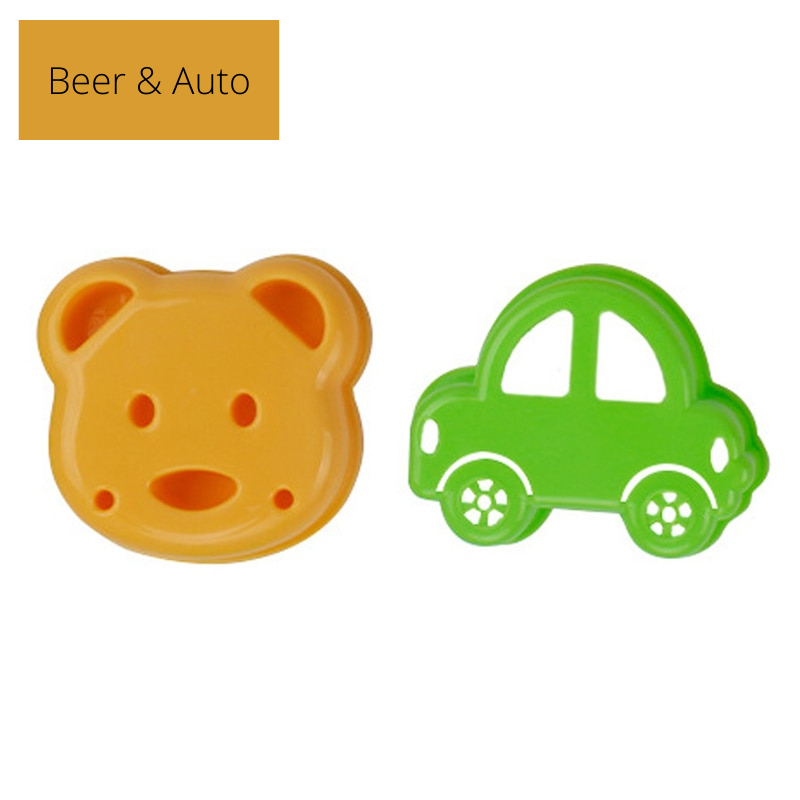 home & garden : Sandwich Uitdruk Vormpjes - Leuke Vormen Kinderen Verrassen - Kunststof in 1 Beer & 1 Auto van Pantino