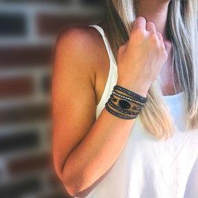 Bracelet : Onyx Maanlicht Beschermende Wikkelarmband in van Pantino