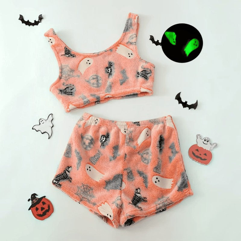 Gifts – Seasonal – Halloween : Halloween Pyjama Dames Set - Spookpatroon Glow-in-the-Dark in van Pantinoshop