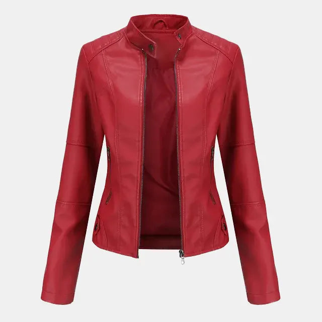 Jacket : Jack Zwart - Audace - Essentieel Vegan Leren in Rood van Pantino