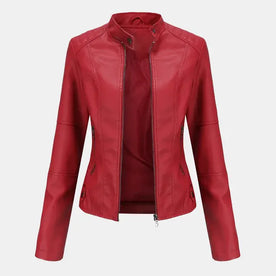 Jacket : Jack Zwart - Audace - Essentieel Vegan Leren in Rood van Pantinoshop