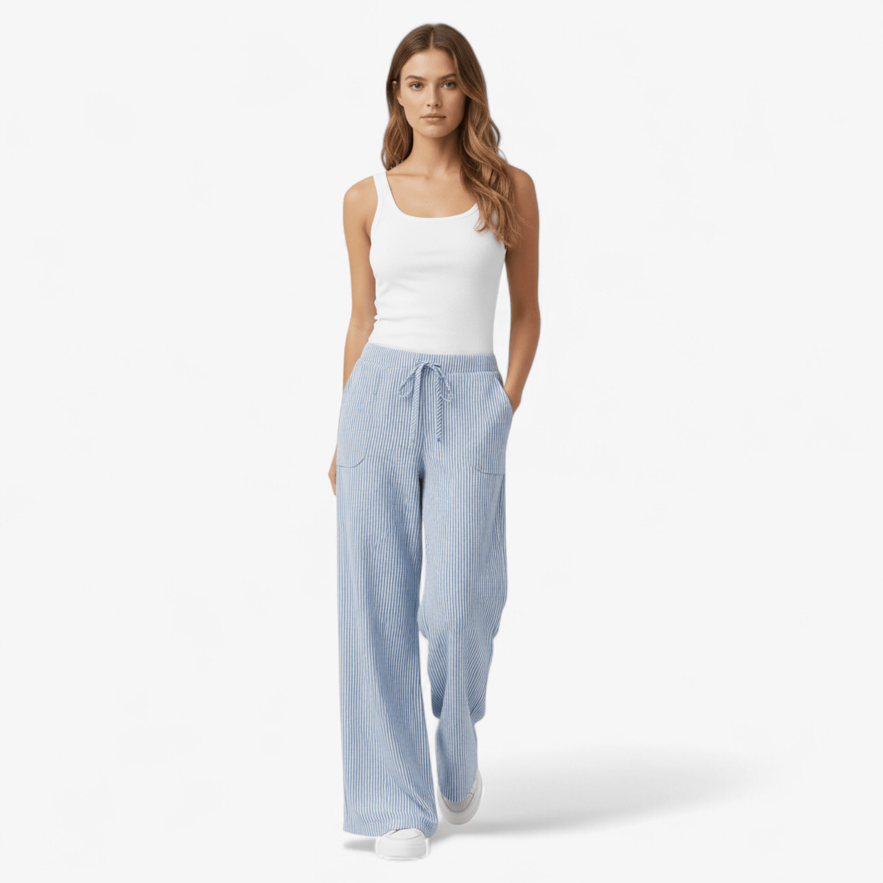 women pants : Comfortabele Wijde Broek - Grijs in Azul van Pantino