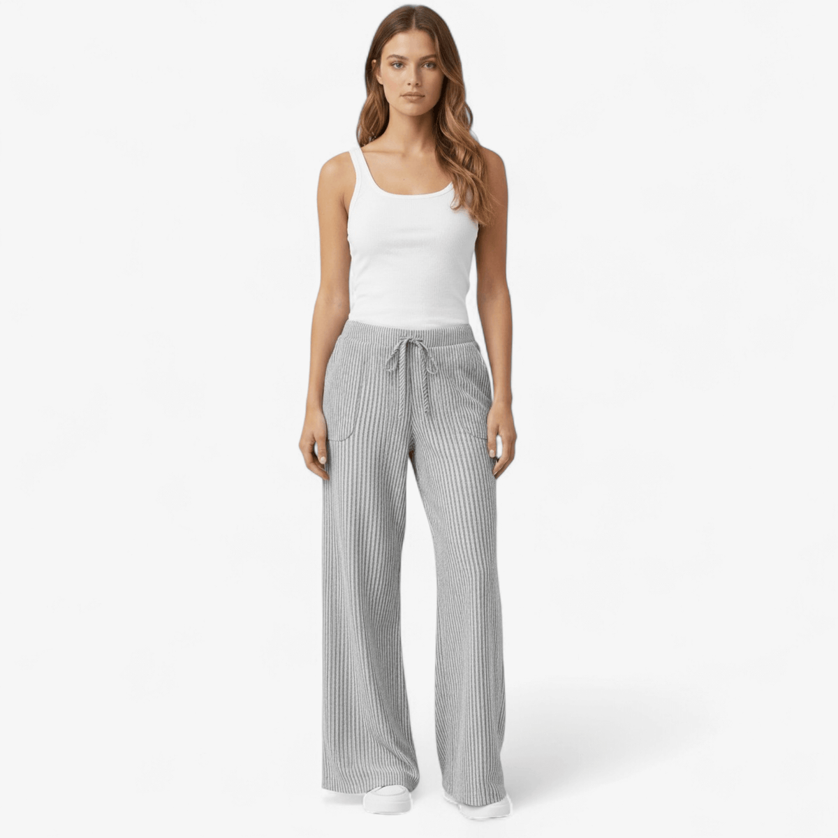 women pants : Comfortabele Wijde Broek - Grijs in Grijs van Pantino