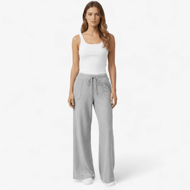 women pants : Comfortabele Wijde Broek - Grijs in Grijs van Pantinoshop