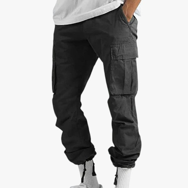 Pantaloni cargo da uomo : Heren Casual Cargobroek van Katoen met Zijzakken en Comfortabele Pasvorm in Nero van Pantinoshop