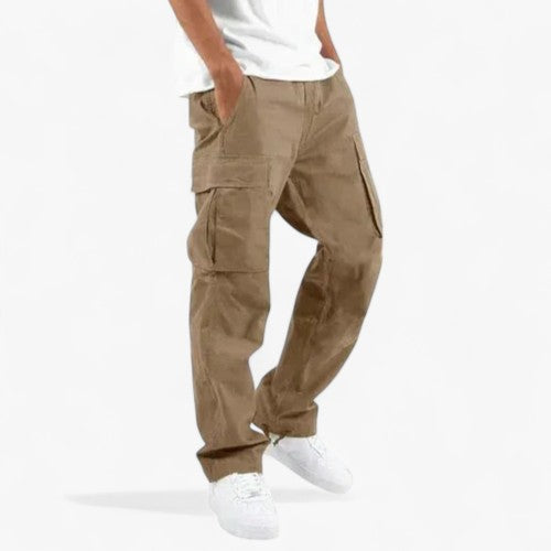 Pantaloni cargo da uomo : Heren Casual Cargobroek van Katoen met Zijzakken en Comfortabele Pasvorm in Khaki van Pantinoshop